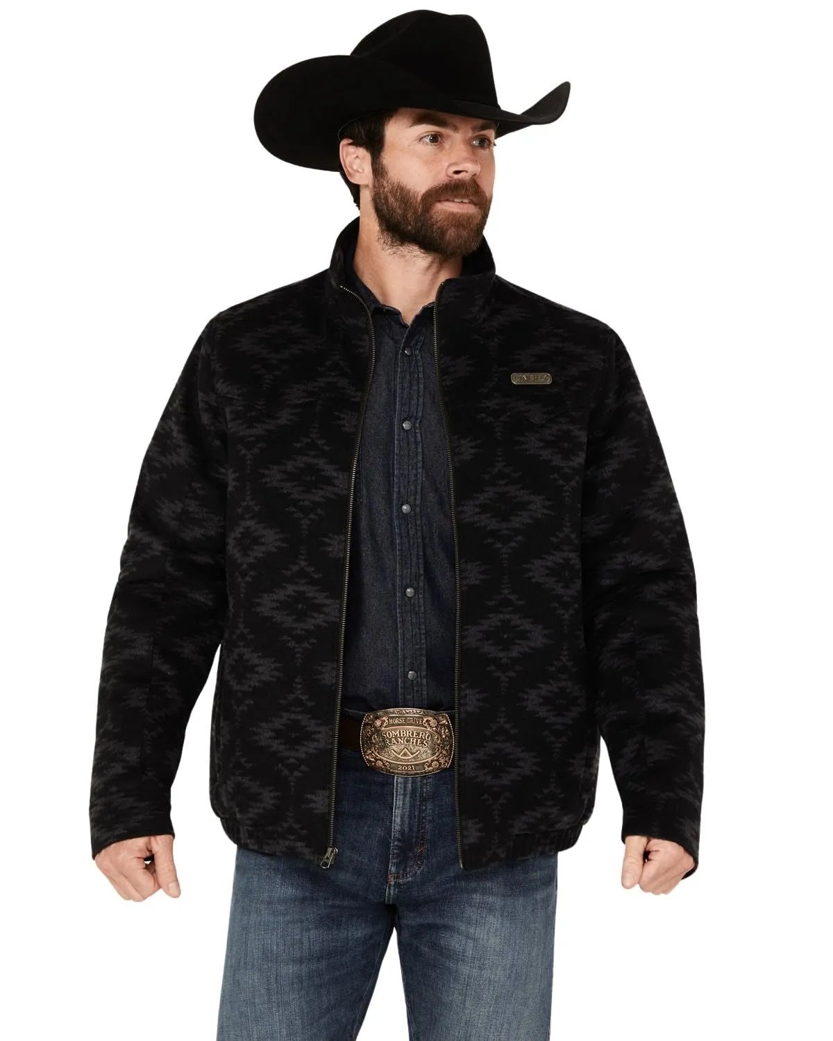 Men's Wool Insulated Southwestern Print Concealed Carry Jacket - Black, Large by Cinch