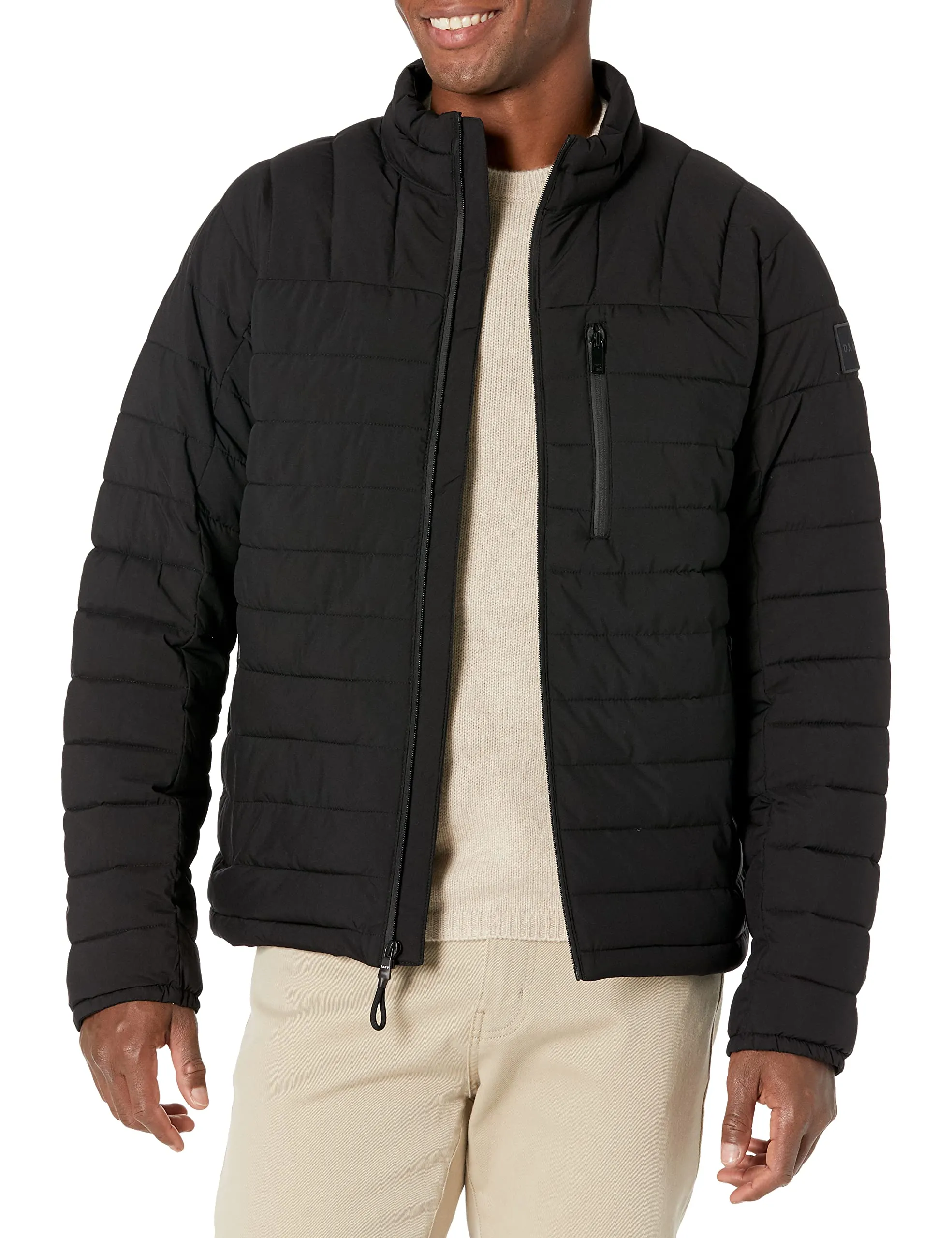 Men's X-Small DKNY Lightweight Quilted Puffer Jacket - Functional & Stylish with Zipper Pockets