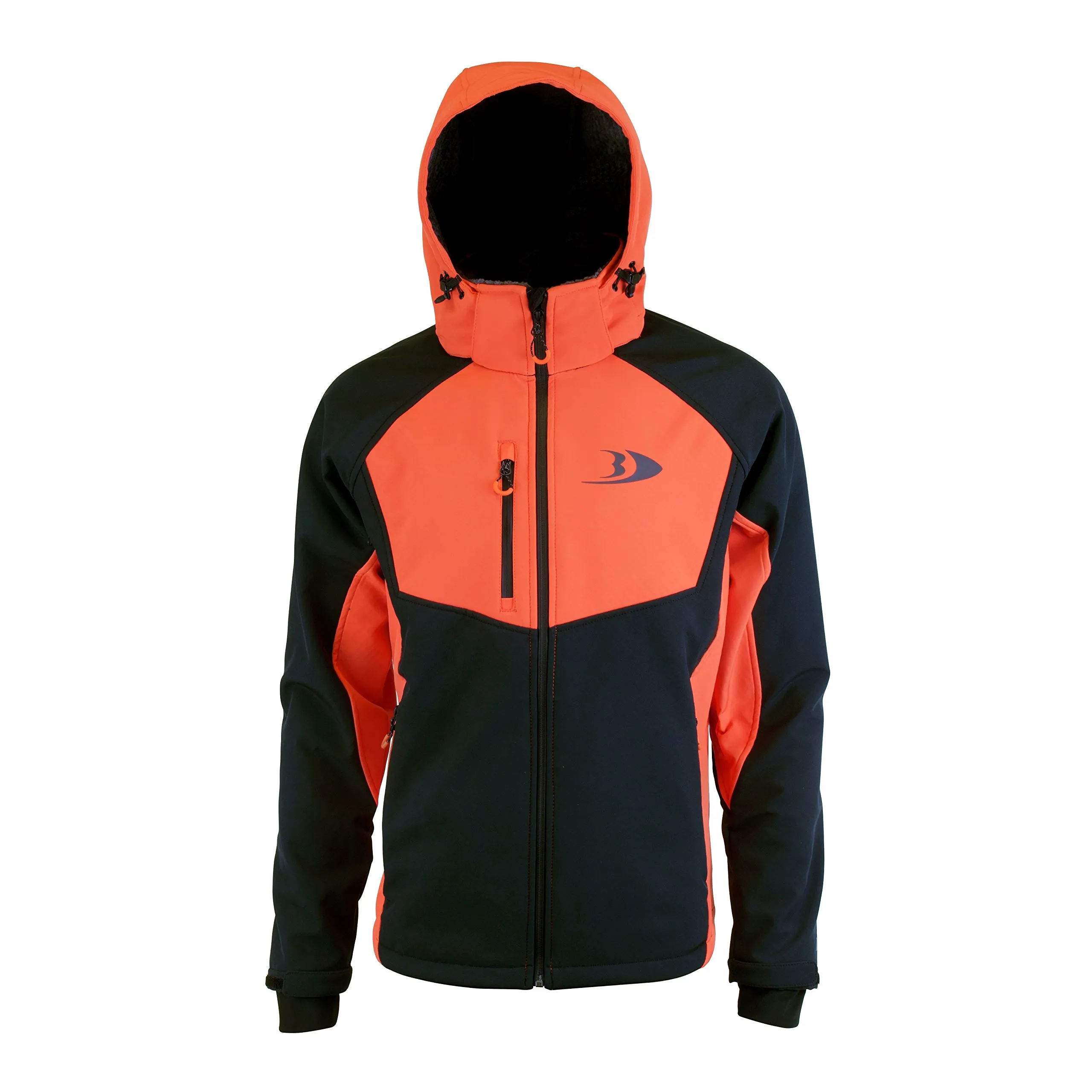 Men's Zenith Full Zip Softshell Jacket - Weather-Resistant, Small, Orange/Black