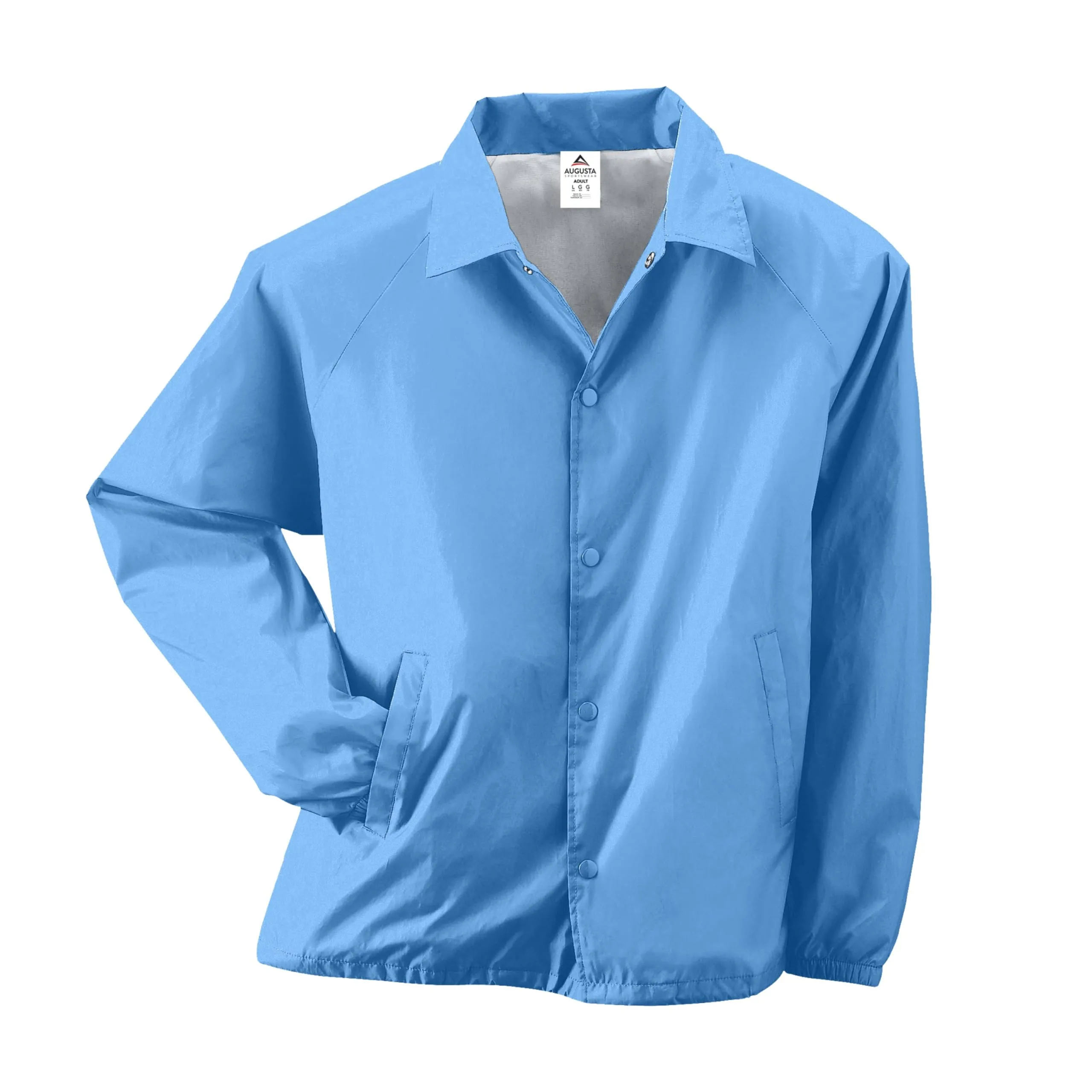 Nylon Coach's Jacket, Columbia Blue, XX-Large, 100% Nylon Taffeta, Water-Resistant, Machine-Washable