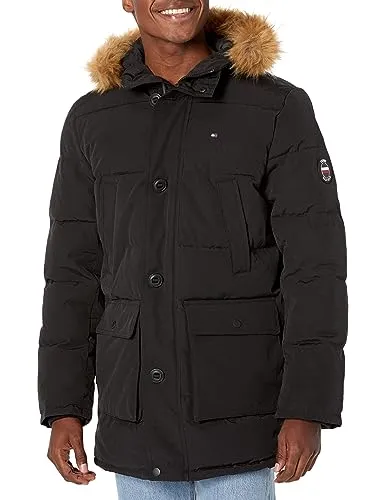 Tommy Hilfiger Men's Arctic Cloth XX-Large Heavyweight Parka with Faux Fur Hood Trim